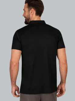 Poloshirt aus Polyester mit Knopfleiste Schwarz