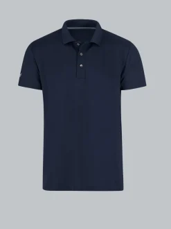 Poloshirt aus Polyester mit Knopfleiste Navy