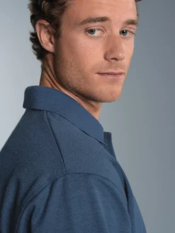 Poloshirt aus Sweat-Qualität Nightblue-melange