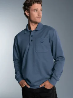 Poloshirt aus Sweat-Qualität Nightblue-melange