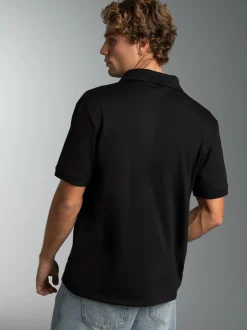 Poloshirt DELUXE ohne Knopfleiste Schwarz