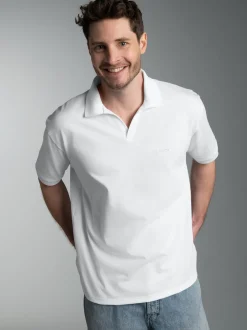 Poloshirt DELUXE ohne Knopfleiste Weiss
