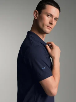 Poloshirt für Industriewäsche Schwinge am Arm Navy