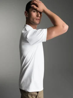 Poloshirt für Industriewäsche Schwinge am Arm Weiss