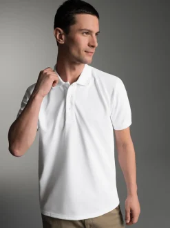 Poloshirt für Industriewäsche Schwinge am Arm Weiss