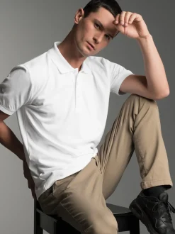Poloshirt für Industriewäsche Schwinge am Arm Weiss