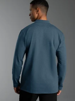 Poloshirt mit Brusttasche Jeans-melange