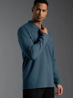 Poloshirt mit Brusttasche Jeans-melange
