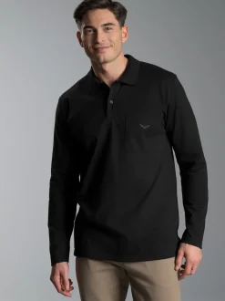 Poloshirt mit Brusttasche Schwarz