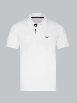 Poloshirt mit dreifarbiger Knopfleiste Weiss