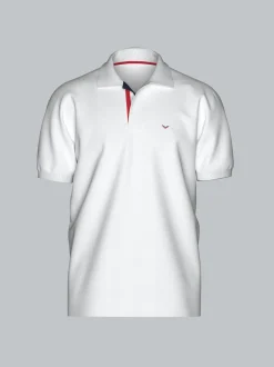 Poloshirt mit dreifarbiger Knopfleiste Weiss