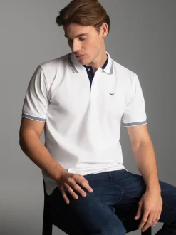 Poloshirt mit kontrastfarbigen Akzenten Weiss