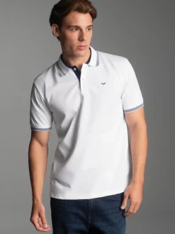 Poloshirt mit kontrastfarbigen Akzenten Weiss