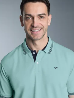 Poloshirt mit kontrastfarbigen Akzenten Gletscher