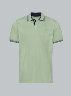 Poloshirt mit kontrastfarbigen Akzenten Green tea