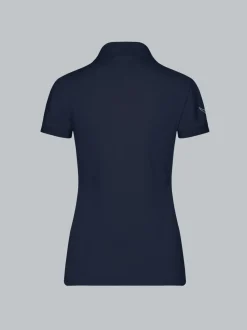 Poloshirt mit Kristallsteinen Navy