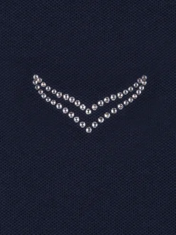 Poloshirt mit Kristallsteinen Navy