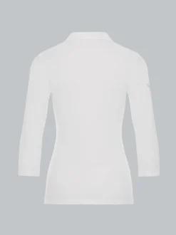 Poloshirt mit Kristallsteinen Weiss