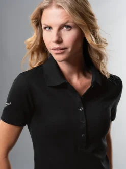 Poloshirt mit Kristallsteinen Schwarz