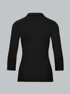 Poloshirt mit Kristallsteinen Schwarz