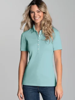 Poloshirt mit Kristallsteinen Gletscher