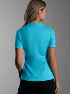 Poloshirt mit Kristallsteinen Azur