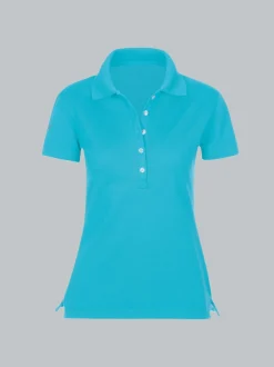 Poloshirt mit Kristallsteinen Azur