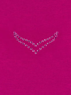 Poloshirt mit Kristallsteinen Magenta