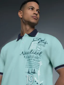 Poloshirt mit maritimem Printmotiv Gletscher