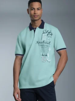 Poloshirt mit maritimem Printmotiv Gletscher