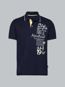Poloshirt mit maritimem Printmotiv Navy