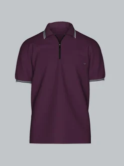Poloshirt mit Reißverschluss Aubergine