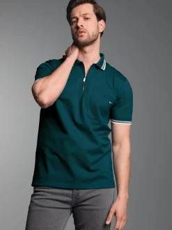 Poloshirt mit Reißverschluss Saphir