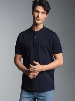 Poloshirt mit Stehkragen Navy