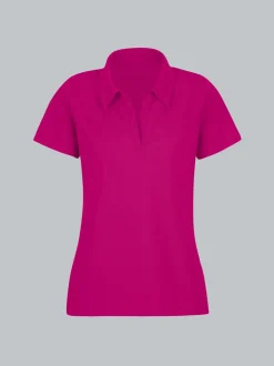 Poloshirt ohne Knopfleiste Magenta