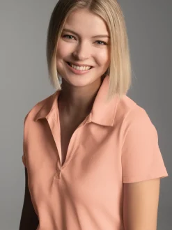Poloshirt ohne Knopfleiste Puder