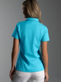 Poloshirt ohne Knopfleiste Azur