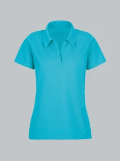 Poloshirt ohne Knopfleiste Azur