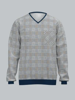 Pyjama Langarmshirt mit Karo-Muster Night-blue