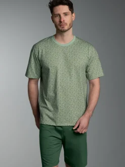 Pyjama mit Allover Tetris Muster Green tea