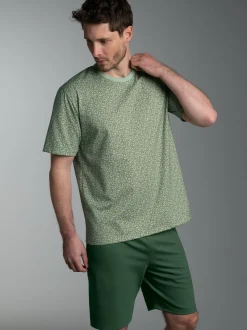 Pyjama mit Allover Tetris Muster Green tea