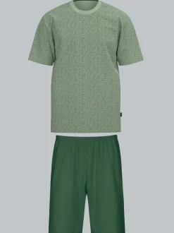 Pyjama mit Allover Tetris Muster Green tea