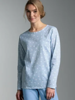 Pyjama Oberteil mit Allover "Punkt" Muster Horizont