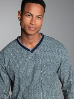 Pyjama-Oberteil mit Allover-Retro-Print Navy