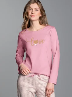 Pyjama-Oberteil mit Cat Love-Print Lilie