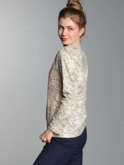 Pyjama-Oberteil mit floralem Allover-Print Natur