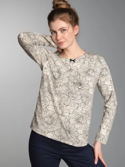 Pyjama-Oberteil mit floralem Allover-Print Natur