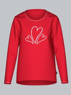 Pyjama-Oberteil mit süßem Herzen-Print Kirsch