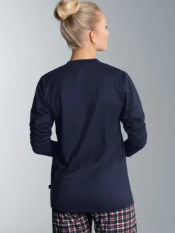 Pyjama-Oberteil mit Weihnachtsmann-Motiv Navy