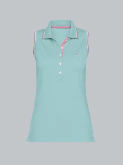 Ärmelloses Poloshirt mit kontrastfarbigen Akzenten Gletscher